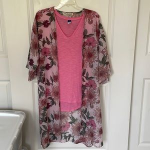 Wallflower Pink Sheer Floral Kimono Medium